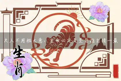 夫人不用粗大意,金命必定是圣旨指释义作答词语解释落实